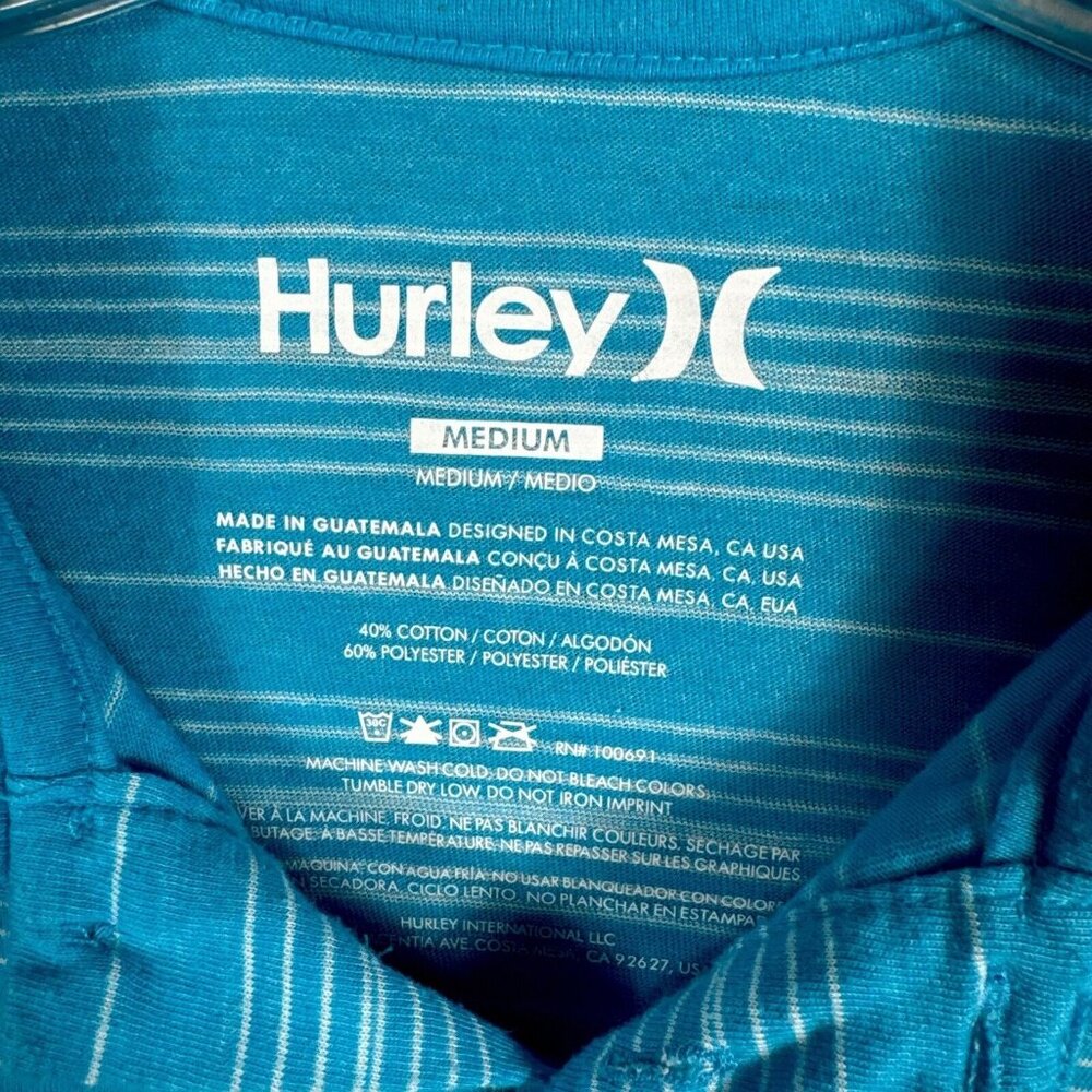 Hurley Shirt Men's Polo Blue Size Medium - Picture 2 of 10